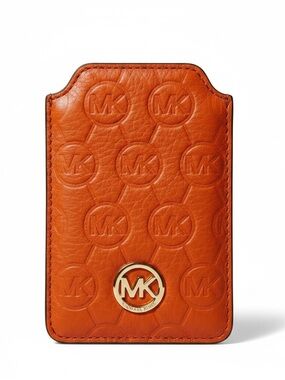 Michael Kors Orange Leather Small Logo Card Case Wallet
